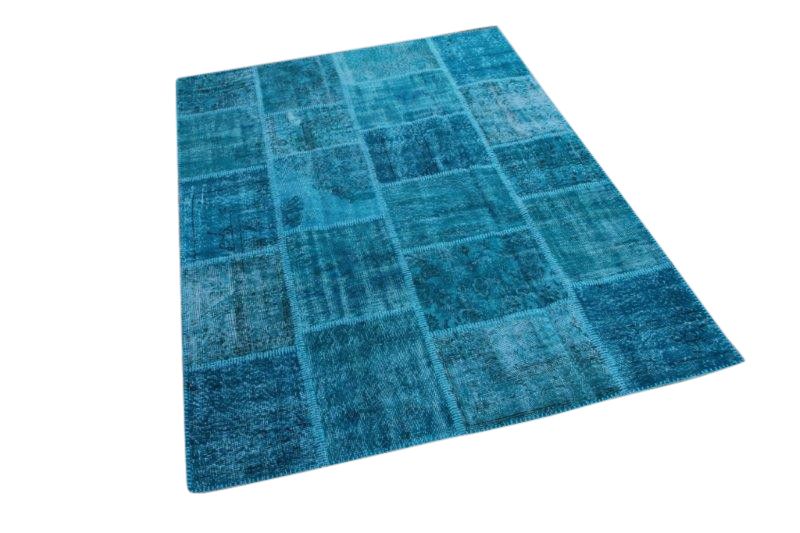 Blauw patchwork vloerkleed 237cm x 169cm 5500