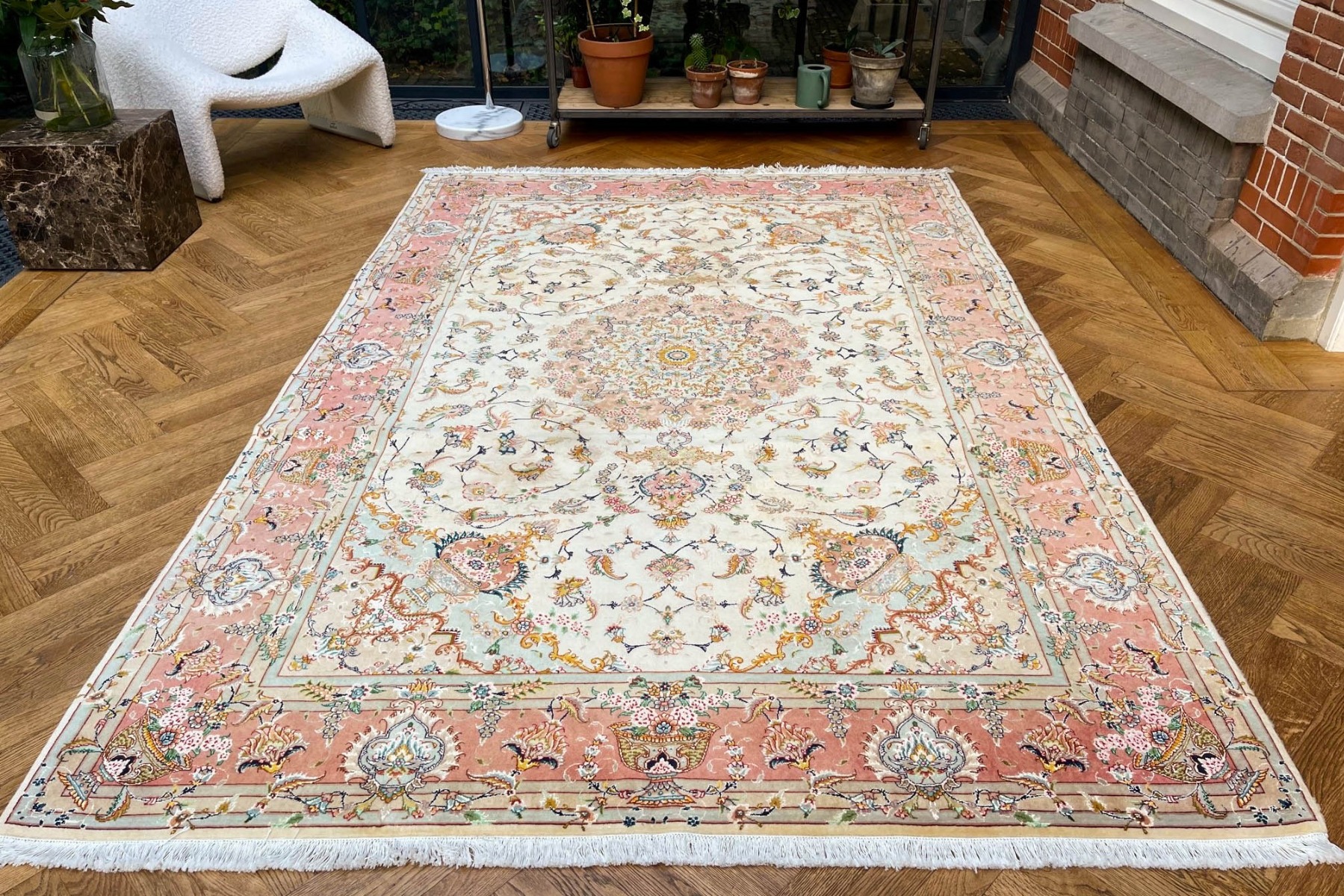 Tabriz vloerkleed met zijde, nr 96369, 300cm x  200cm