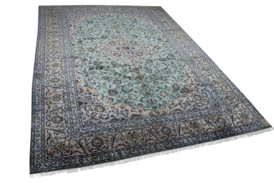 VERKOCHT Vintage Kashan vloerkleed met zijde uit 1970, nr.13404, 408cm x 294cm 