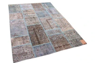 Sale patchwork vloerkleed blauw 10744 241cm x 170cm